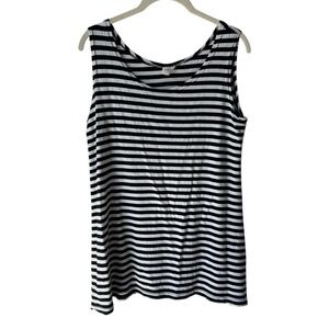Buttercream Clothing Bamboo Cotton Flowy Tank Black White Stripes Women's Large